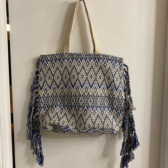 Blue & cream shoulder tote bag - Picture 5 of 5